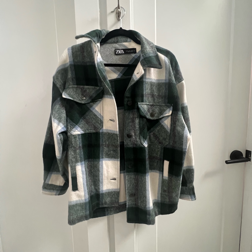 Zara Wool Blend Plaid Shacket